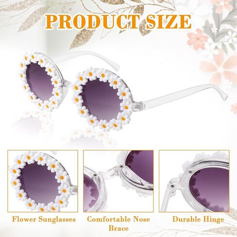 Semato 2 PCS Flower Girl نظارة شمسية جولة Daisy Flower على شكل نظارة شمسية UV 400 حماية في الهواء الطلق شاطئ النظارات in Saudi Arabia