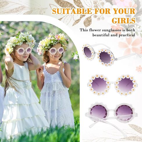 Semato 2 PCS Flower Girl نظارة شمسية جولة Daisy Flower على شكل نظارة شمسية UV 400 حماية في الهواء الطلق شاطئ النظارات in Saudi Arabia