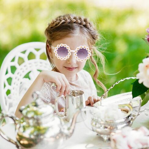 Semato 2 PCS Flower Girl نظارة شمسية جولة Daisy Flower على شكل نظارة شمسية UV 400 حماية في الهواء الطلق شاطئ النظارات in Saudi Arabia