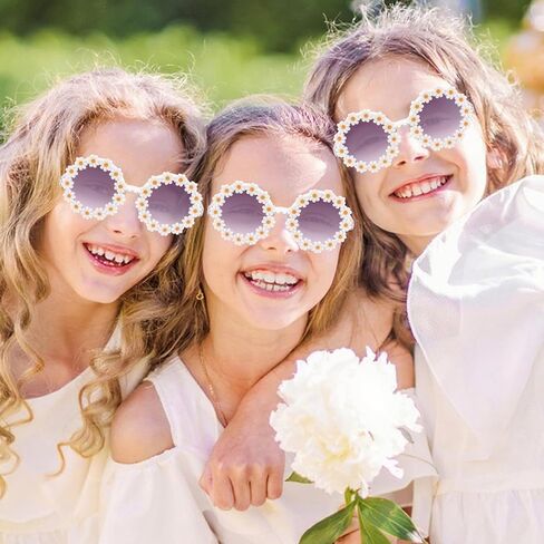 Semato 2 PCS Flower Girl نظارة شمسية جولة Daisy Flower على شكل نظارة شمسية UV 400 حماية في الهواء الطلق شاطئ النظارات in Saudi Arabia