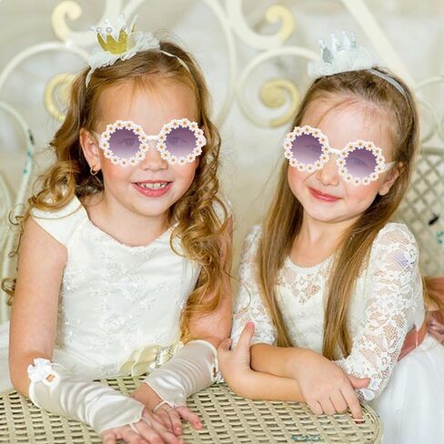 Semato 2 PCS Flower Girl نظارة شمسية جولة Daisy Flower على شكل نظارة شمسية UV 400 حماية في الهواء الطلق شاطئ النظارات in Saudi Arabia