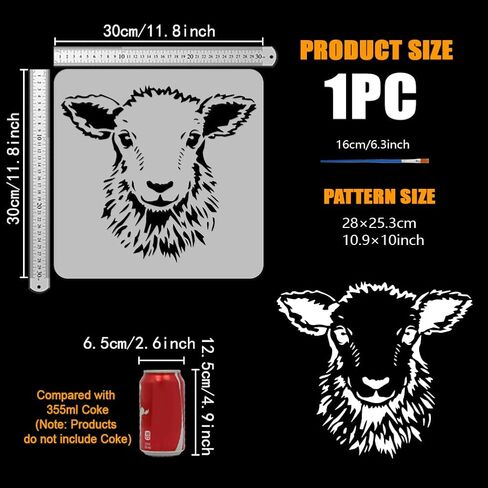 أصابع الإصبع ماندالا الفيل استنسل للطلاء مع فرشاة 11.8x11.8inch قالب نمط الفيل القابل لإعادة الاستخدام معرم ماندالا stency stencil pet themplate the the the the the the the the the the template for diy crafts crafts in Kuwait