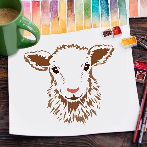 أصابع الإصبع ماندالا الفيل استنسل للطلاء مع فرشاة 11.8x11.8inch قالب نمط الفيل القابل لإعادة الاستخدام معرم ماندالا stency stencil pet themplate the the the the the the the the the the template for diy crafts crafts in Kuwait