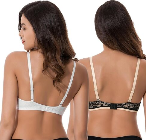 Curve Muse Women's Plus Size Perfect Shape Add 1 Cup Push Up Underwire Lace Bras in Saudi Arabia