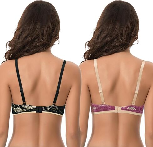 Curve Muse Women's Plus Size Perfect Shape Add 1 Cup Push Up Underwire Lace Bras in Saudi Arabia