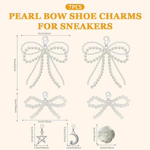 KJMYYXGS 7 PCS Pearl Bowknot Shoe Lace Charms Decoration for Sneakers Pearl Shoe Bow Clips Shoelace Jewelry Decoration for Women in Kuwait