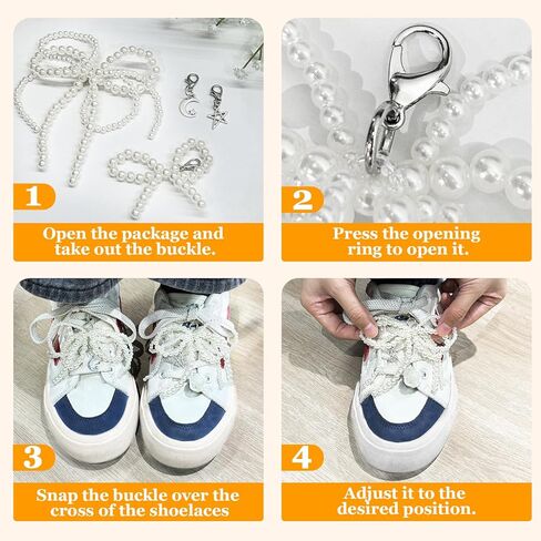 KJMYYXGS 7 PCS Pearl Bowknot Shoe Lace Charms Decoration for Sneakers Pearl Shoe Bow Clips Shoelace Jewelry Decoration for Women in Kuwait