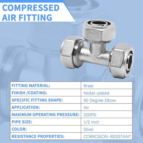 2Pcs 3/4’’ Straight Air Piping Fittings, 3/4’’ Piping x 1/2’’ Threads Adapter Fittings, Seal Tape Needed, Brass-Nickel Plated, For Shop Compressed Air Line Piping System Kit in Saudi Arabia