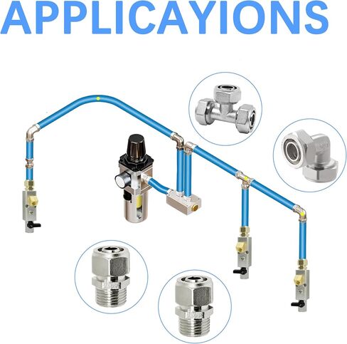 2Pcs 3/4’’ Straight Air Piping Fittings, 3/4’’ Piping x 1/2’’ Threads Adapter Fittings, Seal Tape Needed, Brass-Nickel Plated, For Shop Compressed Air Line Piping System Kit in Saudi Arabia