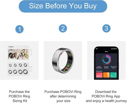 طقم المقاسات - الحجم أولاً قبل الشراء - اختر من بين 8 مقاسات - المقاسات من 6 إلى 13 - ابحث عن مقاس الخاتم الذكي المثالي in Kuwait