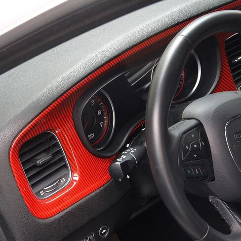 crosselec Carbon Fiber Center Consoles Dashboard Instrument Gauge Cluster Dash Air Vent Panel Kit Cover Trim Garnish Bezel for for Dodge Charger 2015-2023 in Kuwait
