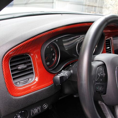 crosselec Carbon Fiber Center Consoles Dashboard Instrument Gauge Cluster Dash Air Vent Panel Kit Cover Trim Garnish Bezel for for Dodge Charger 2015-2023 in Kuwait