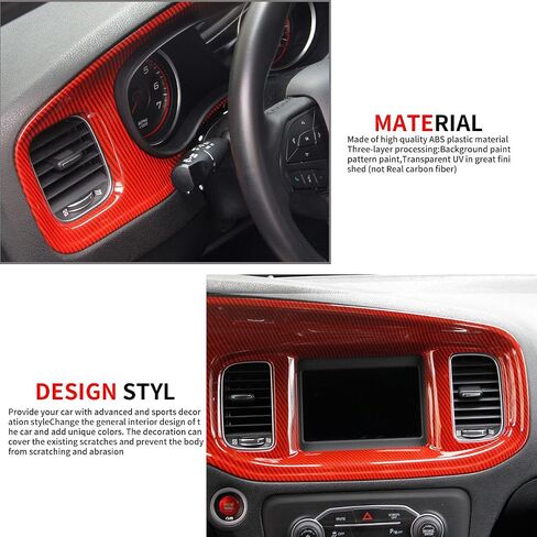 crosselec Carbon Fiber Center Consoles Dashboard Instrument Gauge Cluster Dash Air Vent Panel Kit Cover Trim Garnish Bezel for for Dodge Charger 2015-2023 in Kuwait