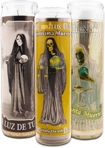 3 Pack Santa Muerte 8 Inch White Religious Candles - 3 Holy Death Candles for Vigils, Prayers, Blessing Ceremonies, and More | Santa Muerte Devotional Candles in Saudi Arabia