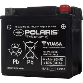 Polaris Replacement Battery, Yuasa Ytx5L Specific for Sportsman Outlaw 50, Outlaw 90, Scrambler 50, Scrambler 90, Sportsman 90, Sportsman 110, Predator 50, Predator 90 ATV Models - Part 4011181 in Saudi Arabia