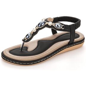 Flat Sandals for Women Dressy-Arch Support Rhinestone T-Strap Flip Flop Thong Flats for Beach Walking in Saudi Arabia