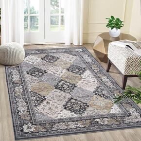 سجادة المدخل من GAOMON Wahable مقاس 2 × 6 سجادة حديثة تجريدية للمطبخ، سجادة قابلة للغسل في الغسالة، سجادة زهرية معاصرة، سجادة ماسية غير قابلة للتساقط، سجادة للمطبخ وغرفة الطعام والغسيل، أزرق/رمادي in Kuwait