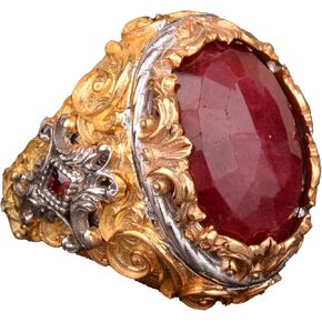 Real Natural Ruby Gemstone Ring, 16.65 Carat, Birthstone Ring For Men, Genuine Gemstone Ring, Sterling Silver Ring in Kuwait