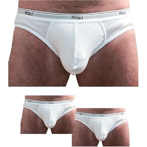 Classic Men's Briefs Ultra Soft Stretch Ribbed Cotton Fabric | 3 Pack | Comfortable Fit with Contour Pouch | No Fly in Saudi Arabia