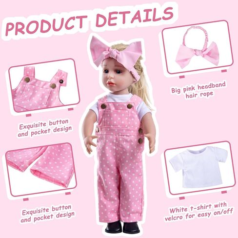 ملحقات ملابس الدمية 3 أجهزة كمبيوتر مصممة مع زرة زرقاء زرقاء سراويل المريلة in Kuwait