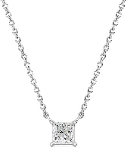 GILDED 1/2 CTTW Lab-Grown Diamond Solitaire Pendant, Sterling Silver, 18" Chain, Tarnish-Resistant, Ethical Jewelry, Gift-Ready for Women in Saudi Arabia