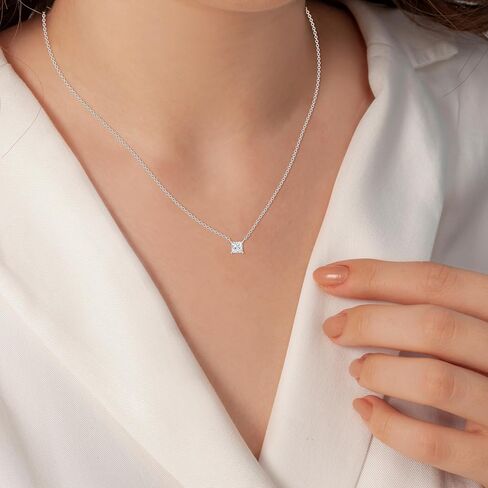 GILDED 1/2 CTTW Lab-Grown Diamond Solitaire Pendant, Sterling Silver, 18" Chain, Tarnish-Resistant, Ethical Jewelry, Gift-Ready for Women in Saudi Arabia