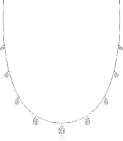 Ross-Simons 2.30 ct. t.w. CZ Station Necklace in Sterling Silver. 18 inches in Saudi Arabia