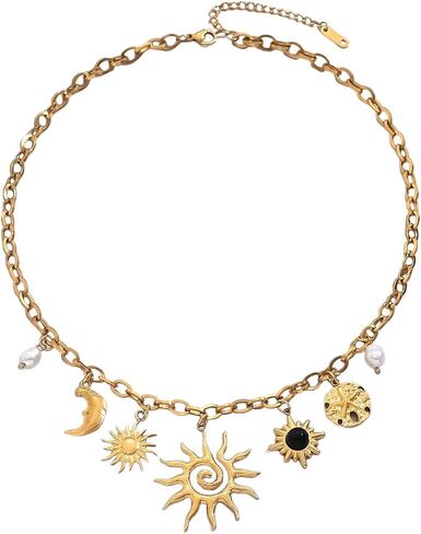 Milumia Women's Chunky Gold Pendant Necklace Trendy Statement Necklaces Jewelry Gift in Saudi Arabia