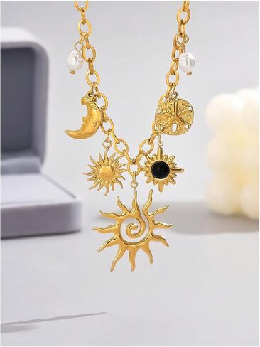 Milumia Women's Chunky Gold Pendant Necklace Trendy Statement Necklaces Jewelry Gift in Saudi Arabia