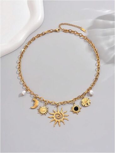 Milumia Women's Chunky Gold Pendant Necklace Trendy Statement Necklaces Jewelry Gift in Saudi Arabia