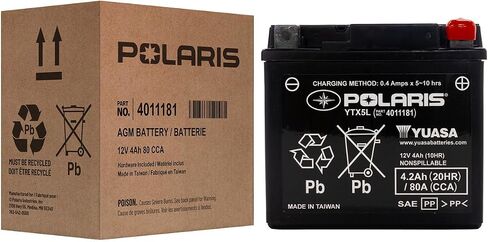 Polaris Replacement Battery, Yuasa Ytx5L Specific for Sportsman Outlaw 50, Outlaw 90, Scrambler 50, Scrambler 90, Sportsman 90, Sportsman 110, Predator 50, Predator 90 ATV Models - Part 4011181 in Saudi Arabia