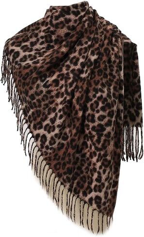 Belsen Classic Leopard Print Scarf Winter Warm Animal Soft Cashmere Blanket Scarf Wrap Shawl in Kuwait