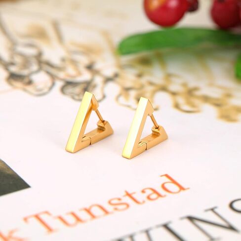 HZMAN Men Women Stainless Steel Geometry Hoop Earrings Huggie Ear Piercings 3 Pairs Set in Saudi Arabia