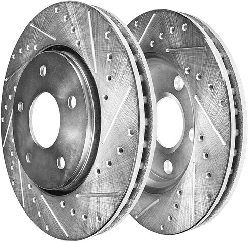 Detroit Axle - Front Brake Kit for 2013-2019 Cadillac XTS 2014 Buick Regal Drilled & Slotted Brake Rotors Ceramic Brakes Pads w/Hardware Replacement in Saudi Arabia