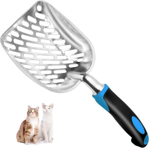 Cat Litter Scoop,Long Handle Cat Scooper,Stainless Steel Metal Scoop,Poop Sifting,Mesh Shovel,Suitable for Cat Litter Box, (Purple) in Saudi Arabia