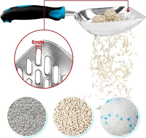 Cat Litter Scoop,Long Handle Cat Scooper,Stainless Steel Metal Scoop,Poop Sifting,Mesh Shovel,Suitable for Cat Litter Box, (Purple) in Saudi Arabia