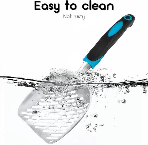 Cat Litter Scoop,Long Handle Cat Scooper,Stainless Steel Metal Scoop,Poop Sifting,Mesh Shovel,Suitable for Cat Litter Box, (Purple) in Saudi Arabia