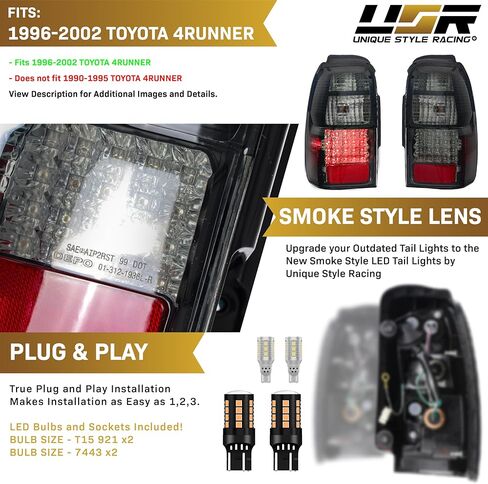 USR 96-98 مصابيح مصد الجيل الثالث من الجيل الرابع - مصابيح إشارة الانعطاف للمصد الأمامي (يسار + يمين) متوافقة مع 1996-1998 Toyota 4 Runner جميع الموديلات بما في ذلك SR5 (جميع العدسات الشفافة، وشملت المصابيح الكهرمانية) in Kuwait