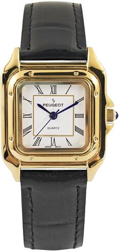 Peugeot Women's 14K Gold-Plated 32mm Tank Shape Leather Strap Watch in Saudi Arabia