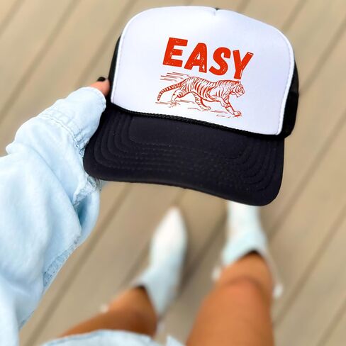 Easy Tiger Red Trucker Hat Funny Tiger Graphic Foam Foam Front Classic 5 Panel Mesh Snapback in Kuwait
