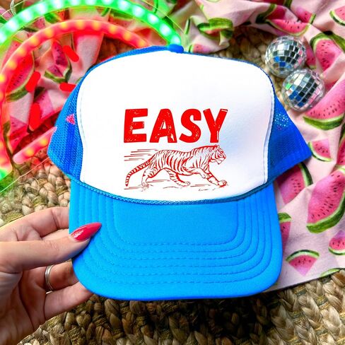 Easy Tiger Red Trucker Hat Funny Tiger Graphic Foam Foam Front Classic 5 Panel Mesh Snapback in Kuwait