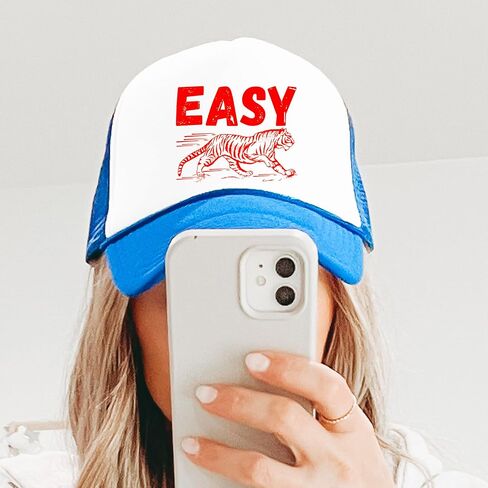 Easy Tiger Red Trucker Hat Funny Tiger Graphic Foam Foam Front Classic 5 Panel Mesh Snapback in Kuwait