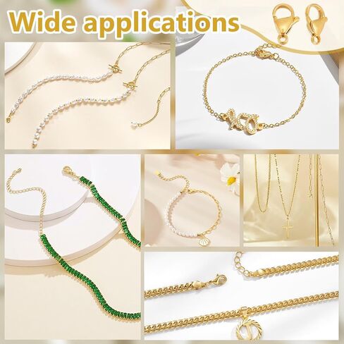 UniCraftale حوالي 80pcs 24k قلادة مطلية الذهب مقفلات من الفولاذ المقاوم للصدأ مصبوغ الملاذ المقفل 9 ملم خطاف الخطاف سلسلة المشبك مجوهر in Saudi Arabia