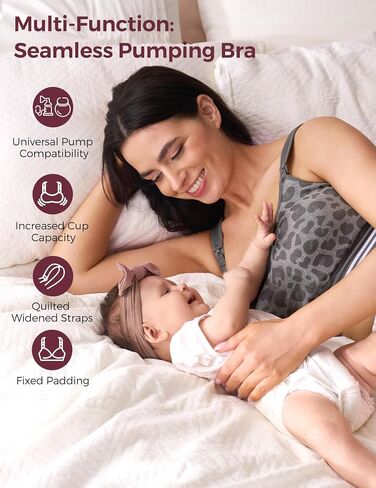 Momcozy حمالة صدر للضخ بدون خياطة بدون استخدام اليدين، بطانة ثابتة للضخ والرضاعة بدون استخدام اليدين، حمالة صدر لاسلكية مريحة للضخ باللون الأسود in Saudi Arabia