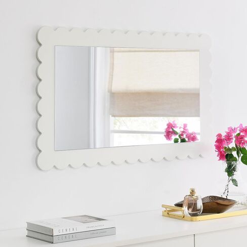 Modway Emmeline Recalloped Rectangle Wall Mirror باللون الأبيض in Kuwait