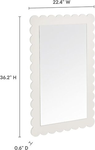 Modway Emmeline Recalloped Rectangle Wall Mirror باللون الأبيض in Kuwait