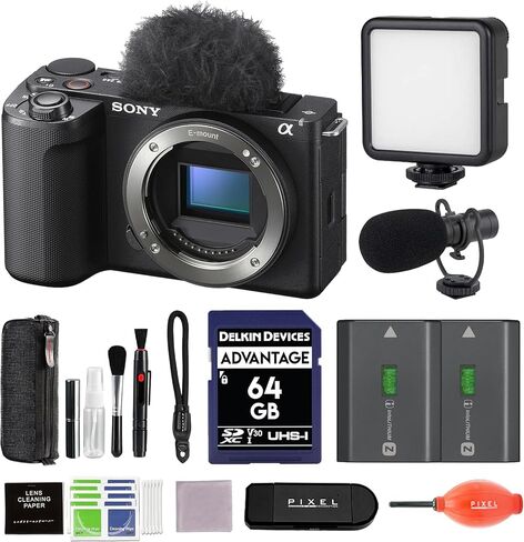 Sony ZV-E10 II Mirrorless Camera Black Bundle with Extra FZ-100 Battery, 64GB SDXC Memory Card & Additional Accessories | zve10 ii in Saudi Arabia