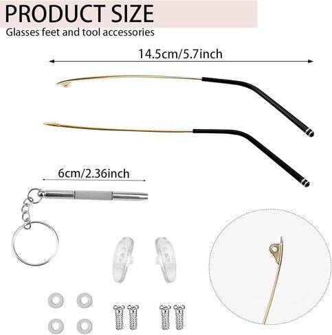 1 Pair Universal Metal Sunglasses Arm Replacement Eyeglass Repair Kit Glasses Replacement Temple for Sunglasses and Eyewear（Black） in Saudi Arabia