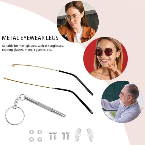 1 Pair Universal Metal Sunglasses Arm Replacement Eyeglass Repair Kit Glasses Replacement Temple for Sunglasses and Eyewear（Black） in Saudi Arabia