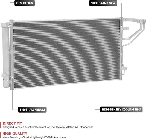 DNA MOTORING Aluminum Air Conditioning A/C Condenser Compatible with 2017-2018 Kia Optima 2.4L, KI3030144, OEM-CDS-30101 in Saudi Arabia